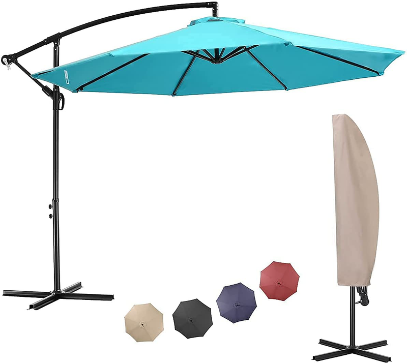 Quictent 20x26ft Sun Shade Sail and 10ft Offset Patio Umbrella Hanging Cantilever Market Umbrella