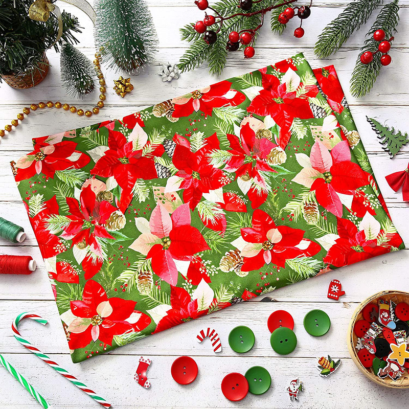 Christmas Polyester Fabric Sheet 43 x 35 Inch Christmas Flower Pattern Square Fabric Floral Printed Fabric Patchwork Quilting Craft Fabric for Sewing Quilting Apparel Craft Home Decor Arts & Entertainment > Hobbies & Creative Arts > Arts & Crafts > Crafting Patterns & Molds > Sewing Patterns Tatuo   