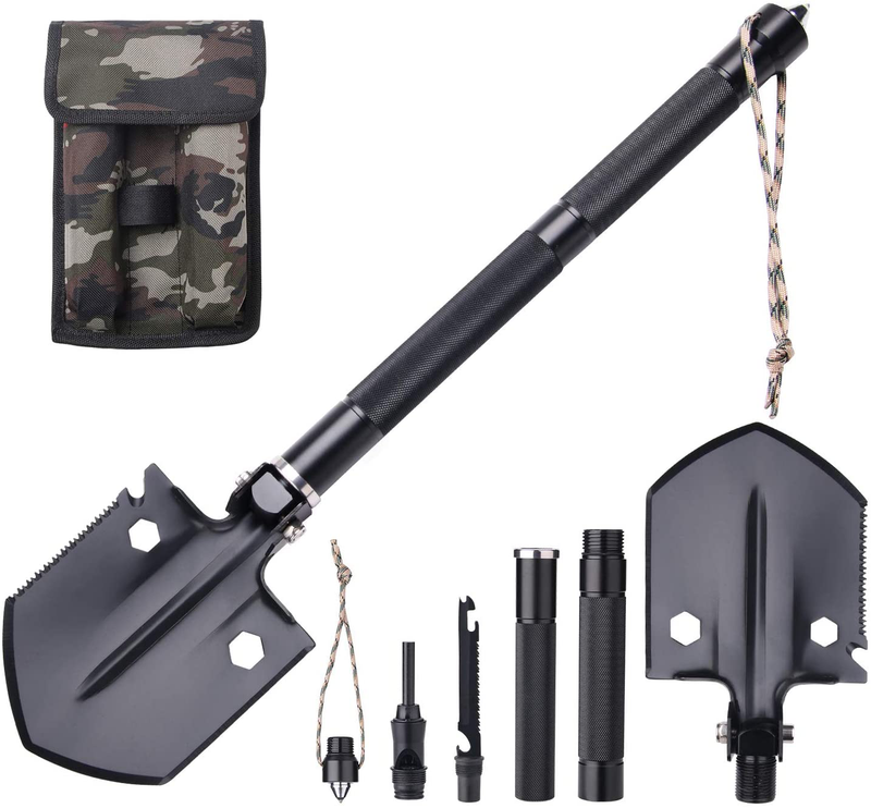Survival Shovel, Foldable Tactical Shovel, Portable Multi-Purpose Camping Tool, 18.7 Inch Outdoor Adventure Survival Gear and Equipment for Camping, Hiking, Gardening and Fishing