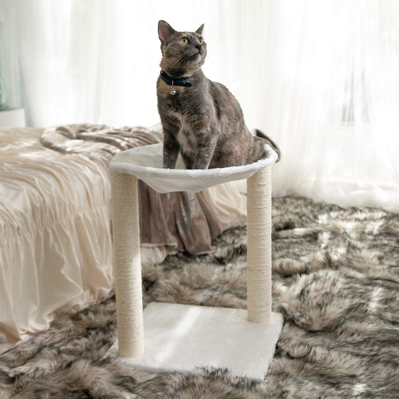Paws & Pals 3-In-1 Cat Scratching Post W/Hammock & Toy | No-Effort Assembly, Sturdy Pressed-Wood W/Vegan Fur Carpet - Pet Bed Scratch Lounge Furniture Best for Kitten & Large Kitty Cats - Tall, Beige Animals & Pet Supplies > Pet Supplies > Cat Supplies > Cat Beds Paws & Pals   