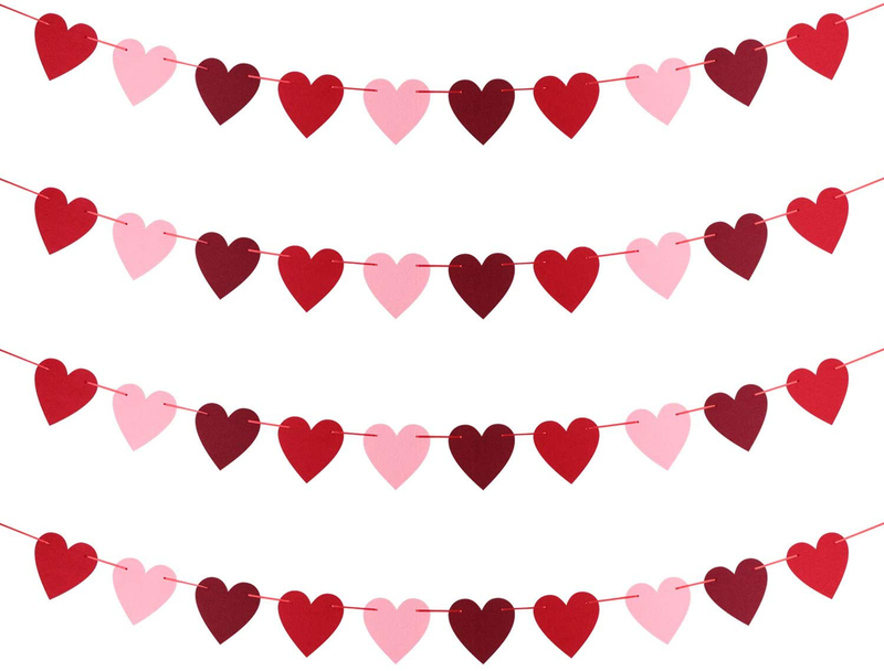 Heart Banner for Valentine’S Day Decorations Felt Red Pink Heart Garland No DIY Home & Garden > Decor > Seasonal & Holiday Decorations SINORANGE   