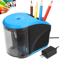 Electric Pencil Sharpener,with UL Listed AC Adapter,Heavy Duty Blade for No.2/Colored Pencils,Pencil Sharpener with Pencil Holder Design,Essential School Supply for Classroom Office Home Office Supplies > General Office Supplies omitium Blue and Black  