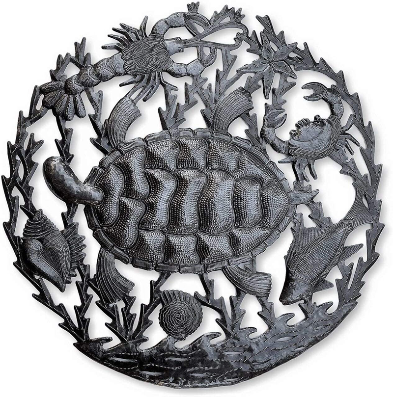 it's cactus - metal art haiti Sea Life Wall Hanging Home Decor, Decoration Great for Bathroom Kitchen or Patio, Nautical, Fish, Turtles, Ocean, Beach Themed, 24 in. x 24 in. (SEA Turtles) Home & Garden > Decor > Artwork > Sculptures & Statues It's Cactus SEA LIFE CREATURES  