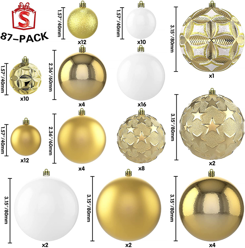 ISULIFE 87ct Christmas Ball Ornaments Set Shatterproof Seasonal Hanging Decorations with Reusable Hand-held Gift Package for Xmas Tree Holiday Party and Home Decor, Gold Home & Garden > Decor > Seasonal & Holiday Decorations& Garden > Decor > Seasonal & Holiday Decorations Isulife   