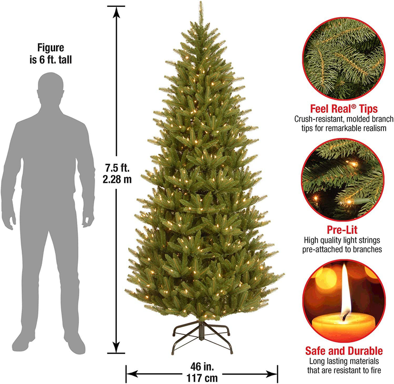 National Tree Company 'Feel Real' Pre-lit Artificial Christmas Tree | Includes Pre-strung White Lights and Stand | Frasier Slim - 7.5 ft Home & Garden > Decor > Seasonal & Holiday Decorations > Christmas Tree Stands National Tree Company   