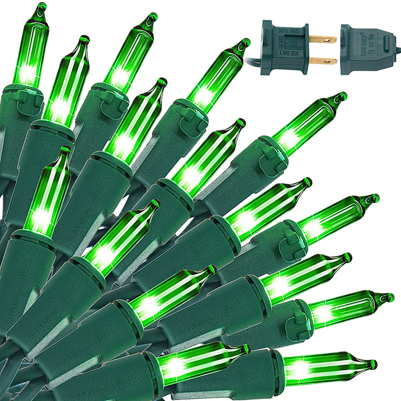 St Patricks Day Green Lights - 69 FT 300-Count Incandescent Lights Indoor Outdoor Tree String Lights, 120V UL Certified Green Wire Plug in Mini Fairy Light Set for Party Patio Christmas Decorations Home & Garden > Lighting > Light Ropes & Strings Pedenty   