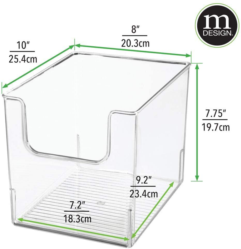 mDesign Modern Stackable Plastic Open Front Dip Storage Organizer Bin Basket for Kitchen Organization - Shelf, Cubby, Cabinet, and Pantry Organizing Decor - Ligne Collection - 4 Pack - Clear Home & Garden > Decor > Seasonal & Holiday Decorations mDesign   