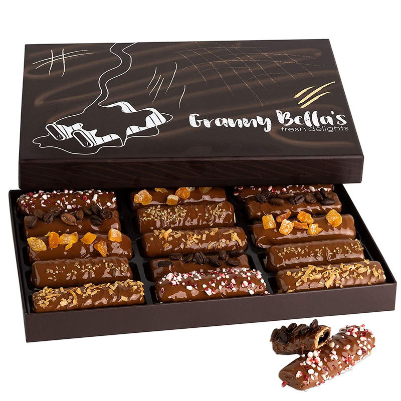 Granny Bella’S Gourmet Chocolate Dipped Wafers | 15 Cookies Filled with Hazelnut Cream | Food Sweets Gift Baskets | Prime Holiday, Christmas & Valentines Day Gifts | Birthday Treats for Men & Women Home & Garden > Decor > Seasonal & Holiday Decorations GRANNY BELLA'S FRESH DELIGHTS   