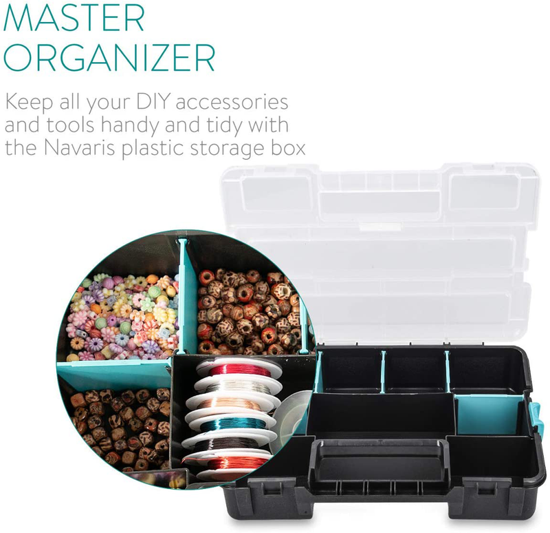 Navaris Plastic Storage Box - Stackable Organizer Case with Adjustable and Removable Divider Compartment for Tools, Small Items, Jewelry - 3 Boxes Hardware > Hardware Accessories > Tool Storage & Organization Navaris   