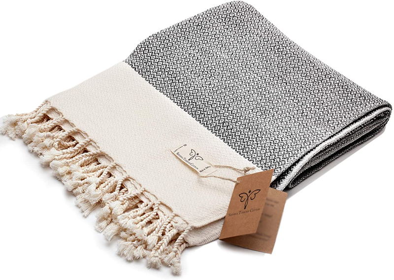 Smyrna Original Turkish Throw Blanket | 100% Cotton, 50 x 60 Inches | Vintage Decorative Boho Throw Blankets for Couch, Sofa, Bed, Farmhouse and Home Decor | Lightweight and Super Soft (Gray) Home & Garden > Lawn & Garden > Outdoor Living > Outdoor Blankets > Picnic Blankets SMYRNA TURKISH COTTON   