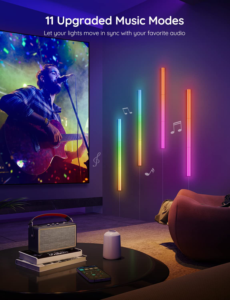 Govee RGBIC Smart Wall Light, Glide Lively Wall Lights, Multicolor Segmented Control, Music Sync, Home Decor LED Light Bars for Gaming and Streaming Work with Alexa and Google Assistant, 6 Pcs