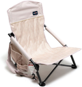 SUNNYFEEL Folding Camping Chair, Low Beach Chair Lightweight with Mesh Back,Cup Holder,Side Pocket,Padded Armrest,Sling, Portable Camp Chairs for Outdoor Picnic Fishing Lawn Concert (Grey) Sporting Goods > Outdoor Recreation > Camping & Hiking > Camp Furniture Sunnyfeel Khaki Dot  