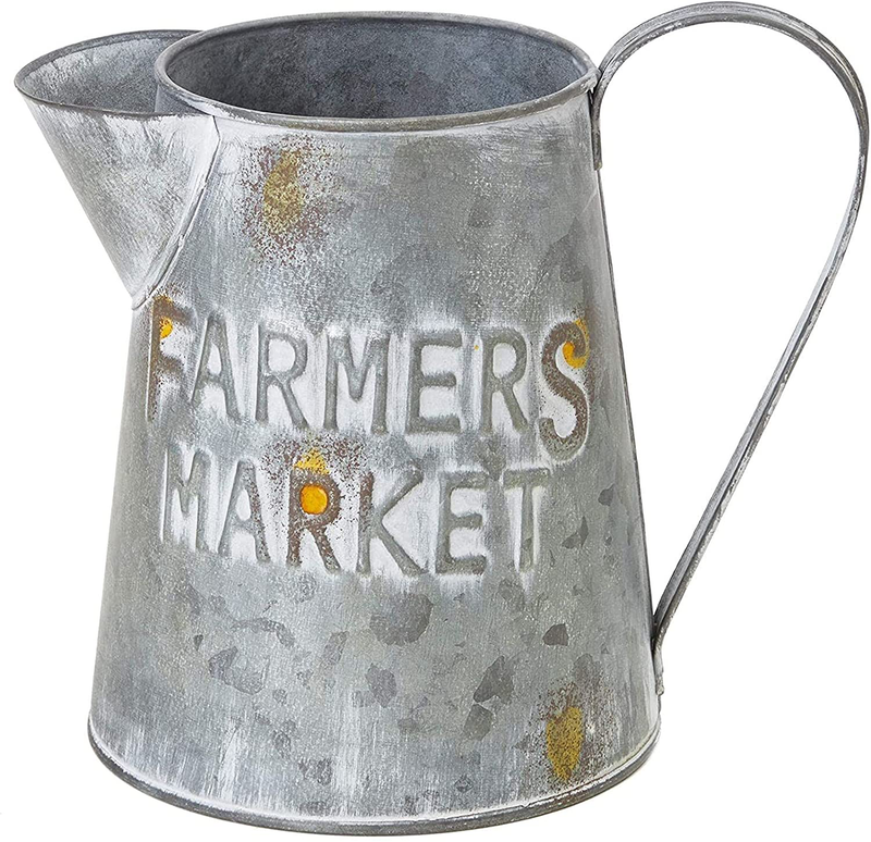 Galvanized Metal Jug Planter, Farmers Market (5 x 6.25 Inches) Home & Garden > Decor > Vases Juvale   