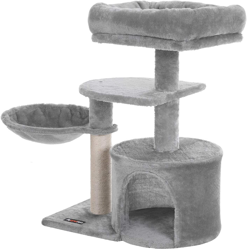 FEANDREA Cat Tree, Small Cat Tower, Condo, Scratching Post Animals & Pet Supplies > Pet Supplies > Cat Supplies > Cat Beds FEANDREA Light Gray  