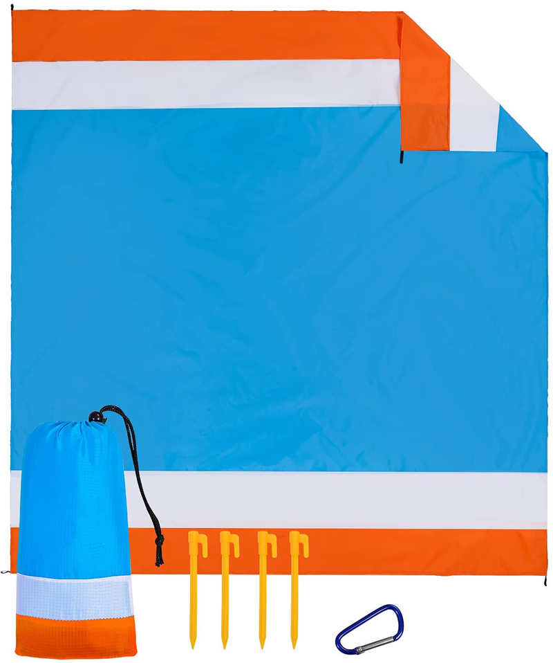 GPUSFAK Waterproof Beach Blanket Portable Picnic Mat 79"×83" Home & Garden > Lawn & Garden > Outdoor Living > Outdoor Blankets > Picnic Blankets GPUSFAK Blueorange  