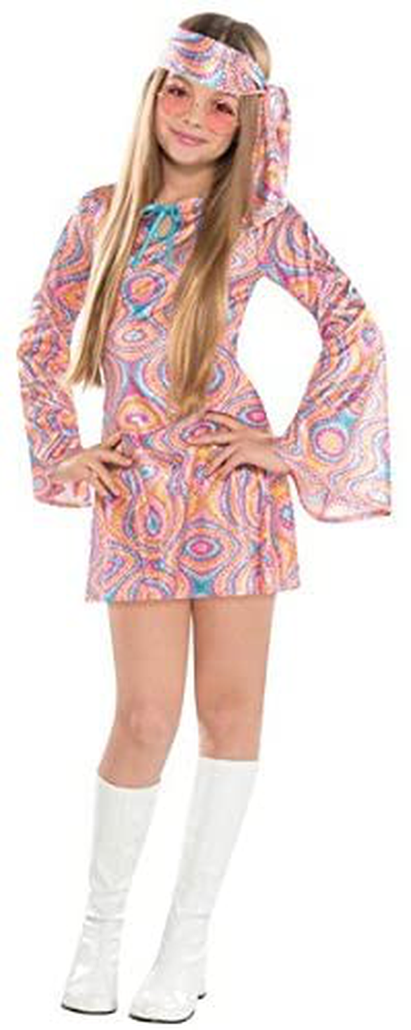 Suit Yourself Disco Diva Halloween Costume for Girls, Includes Headscarf