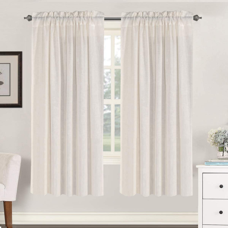 Linen Curtains Light Filtering Privacy Protecting Panels Premium Soft Rich Material Drapes with Rod Pocket, 2-Pack, 52 Wide x 96 inch Long, Natural Home & Garden > Decor > Window Treatments > Curtains & Drapes H.VERSAILTEX Natural 52"W x 72"L 