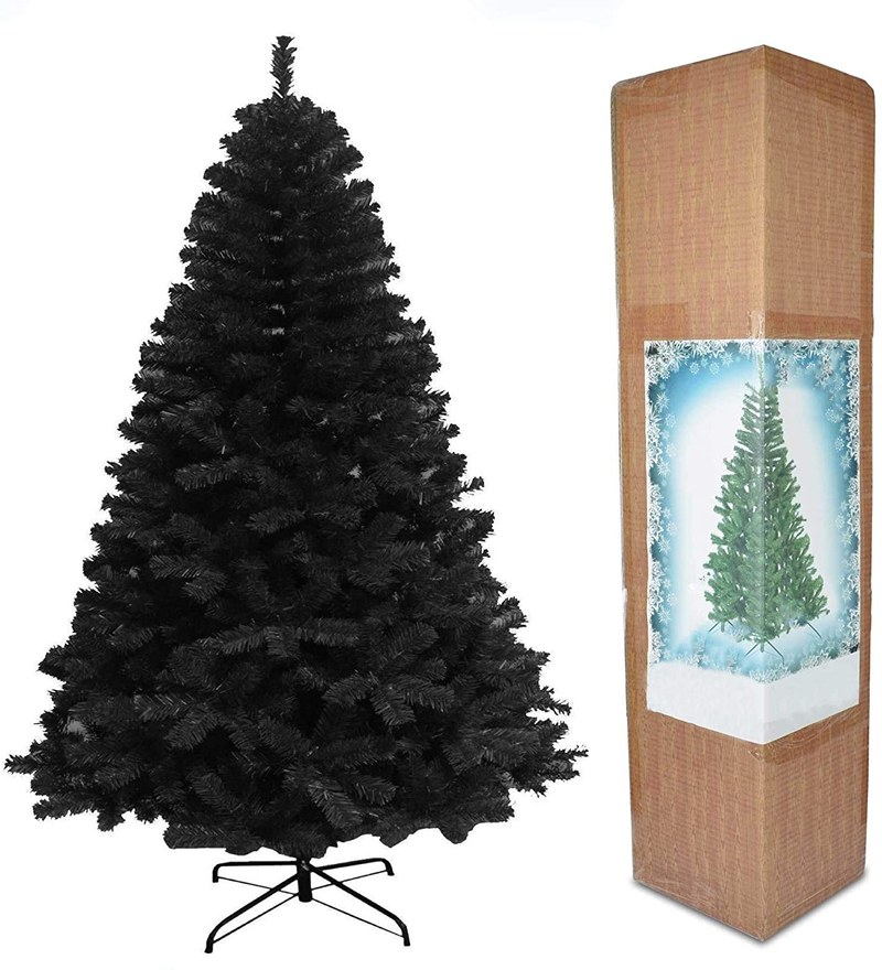 SHATCHI Alaskan Pine Black/Green/White Christmas Bushy Looking Artificial Tree with Metal Stand Xmas Home Décor, 7Ft/210CM Home & Garden > Decor > Seasonal & Holiday Decorations > Christmas Tree Stands Shatchi Black 7Ft/210CM 