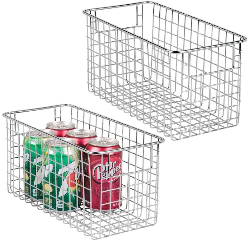 mDesign Farmhouse Decor Metal Wire Food Storage Organizer, Bin Basket with Handles for Kitchen Cabinets, Pantry, Bathroom, Laundry Room, Closets, Garage - 12" x 9" x 8" - 2 Pack - Bronze Home & Garden > Decor > Seasonal & Holiday Decorations mDesign Chrome 12 x 6 x 6 