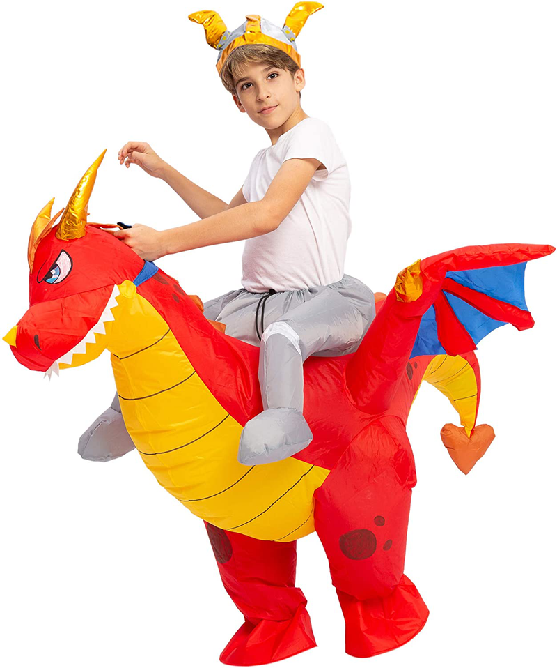 Spooktacular Creations Inflatable Costume Dragon Riding a Fire Dragon Air Blow-up Deluxe Halloween Costume - Child Apparel & Accessories > Costumes & Accessories > Costumes Joyin Inc 7-10 Yrs  