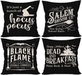 SIBOSUN Set of 4 Halloween Throw Pillow Covers 18x18 Inches for Owl/Crow/Pumpkin/Skull Halloween Decor Vintage Pillow Case Linen Square Cushion Covers for Sofa Couch Bed Home Outdoor Car Arts & Entertainment > Party & Celebration > Party Supplies SIBOSUN 003. Black Halloween Hocus Pocus  