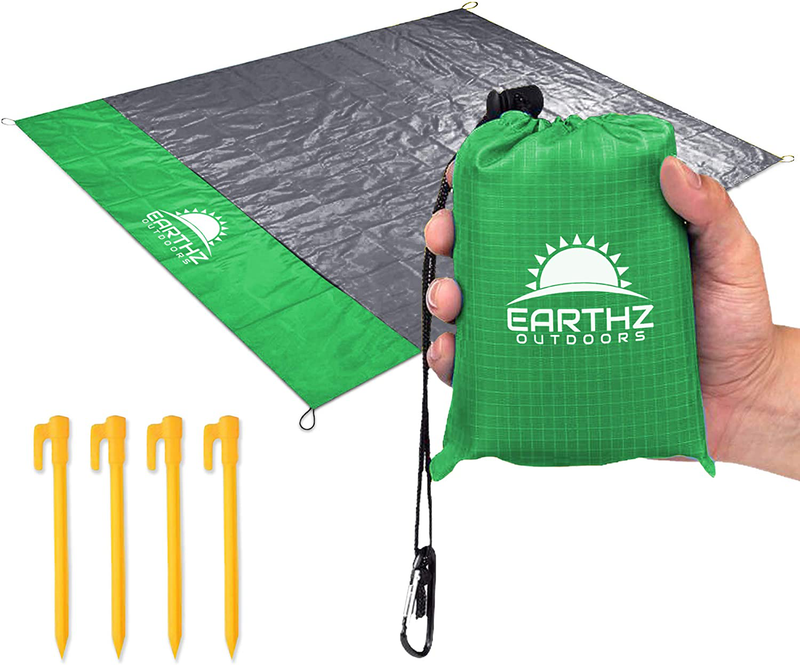EARTHZ Waterproof Picnic Blanket 55x60 Outdoor Pocket Blanket for Beach, Camping, Hiking, Festival, Park - Sandproof Small Tarp - Compact Travel Mat Home & Garden > Lawn & Garden > Outdoor Living > Outdoor Blankets > Picnic Blankets Earthz Outdoors Green  