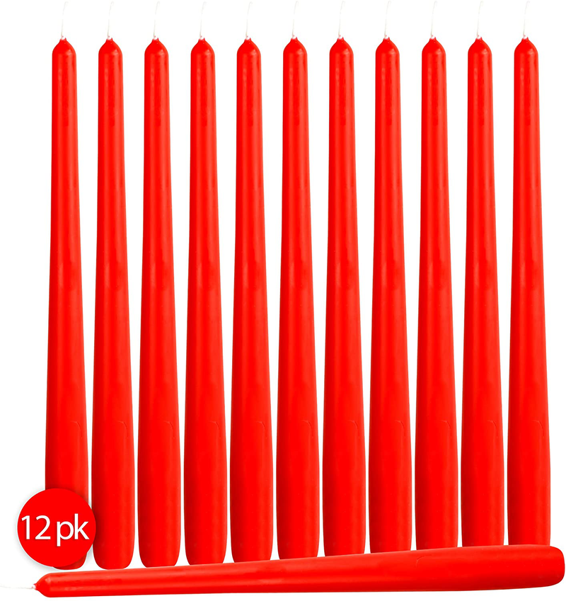 Hyoola 12 Pack Red Tall Taper Candles - 14 Inch Red Dripless, Unscented Dinner Candle - Paraffin Wax with Cotton Wicks - 12 Hour Burn Time Home & Garden > Decor > Home Fragrances > Candles Hyoola   