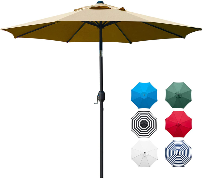 Sunnyglade 9' Patio Umbrella Outdoor Table Umbrella with 8 Sturdy Ribs (Red) Home & Garden > Lawn & Garden > Outdoor Living > Outdoor Umbrella & Sunshade Accessories Sunnyglade Tan  