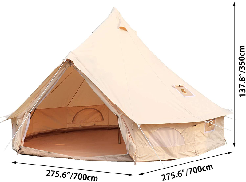 Happybuy Bell Tent Canvas Tent 4-Season Yurt Tents for Camping Waterproof for Family Camping Outdoor Hunting(9.84Ft /13.1Ft / 16.4Ft / 19.7Ft / 23Ft) Sporting Goods > Outdoor Recreation > Camping & Hiking > Tent Accessories Happybuy   