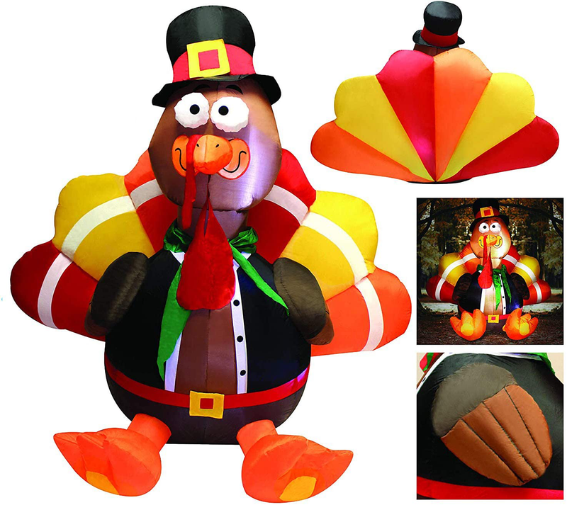 Joiedomi 6 Foot Thanksgiving Inflatable Turkey; LED Light Up Blow Up Turkey with Pilgrim Hat Perfect for Inflatable Thanksgiving Autumn Decorations Home & Garden > Decor > Seasonal & Holiday Decorations& Garden > Decor > Seasonal & Holiday Decorations Joiedomi   