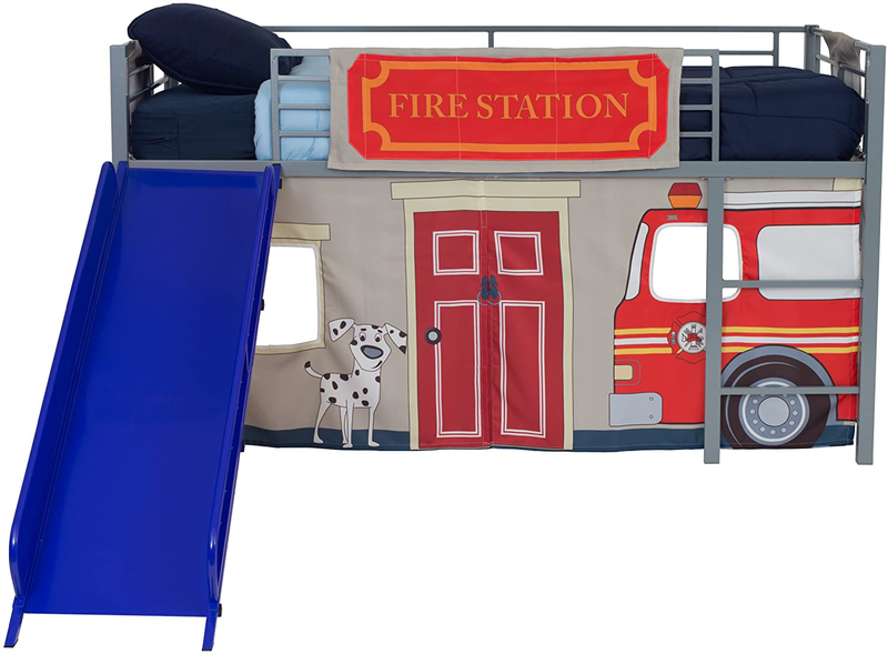 DHP Fire Department Design Curtain Set for Junior Loft Bed, Kids Furniture, Blue Sporting Goods > Outdoor Recreation > Camping & Hiking > Tent Accessories DHP   