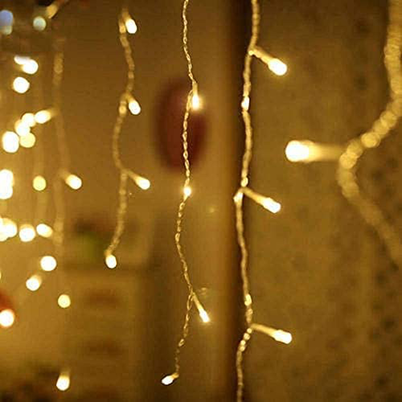 Dopheuor Icicle Fairy Lights 400LED 32.8ft 75Drops 8 Modes Waterproof String Lights for Outdoor Eaves Curtain Christmas Trees Party Decor(Warm White) Home & Garden > Decor > Seasonal & Holiday Decorations Dopheuor   