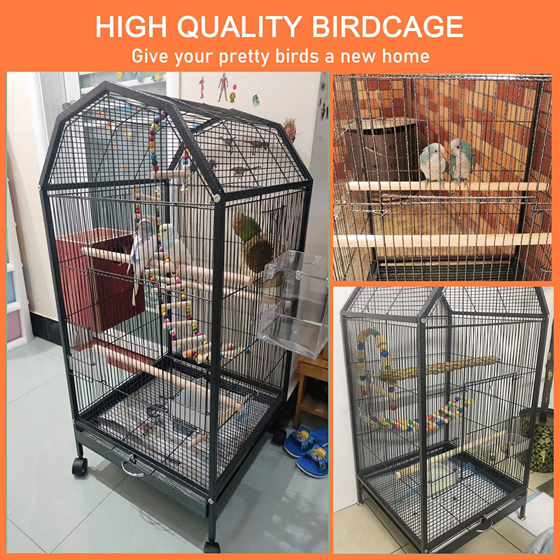 Ibnotuiy Parakeet Bird Cage with Rolling Stand Metal Pet Bird Flight Cages Large for Conure Canary Parekette Macaw Finch Cockatoo Budgie Cockatiels Parrot,Perches Catch Tray Included,Black Animals & Pet Supplies > Pet Supplies > Bird Supplies > Bird Cages & Stands Ibnotuiy   