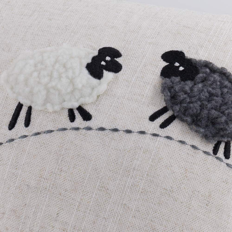 JWH Sheep Applique Accent Pillow Case Cashmere Cushion Cover Handmade Pillowcase for Home Sofa Car Bed Living Room Office Chair Decor Pillowslip 12 x 20 Inch Linen Home & Garden > Decor > Seasonal & Holiday Decorations JWH   