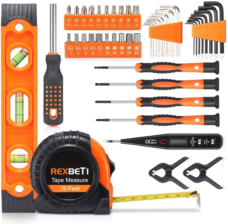 REXBETI 169-Piece Premium Tool Kit with 16 inch Tool Bag, Steel Home Repairing Tool Set, Large Mouth Opening Tool Bag with 19 Pockets Hardware > Tools > Tool Sets REXBETI   