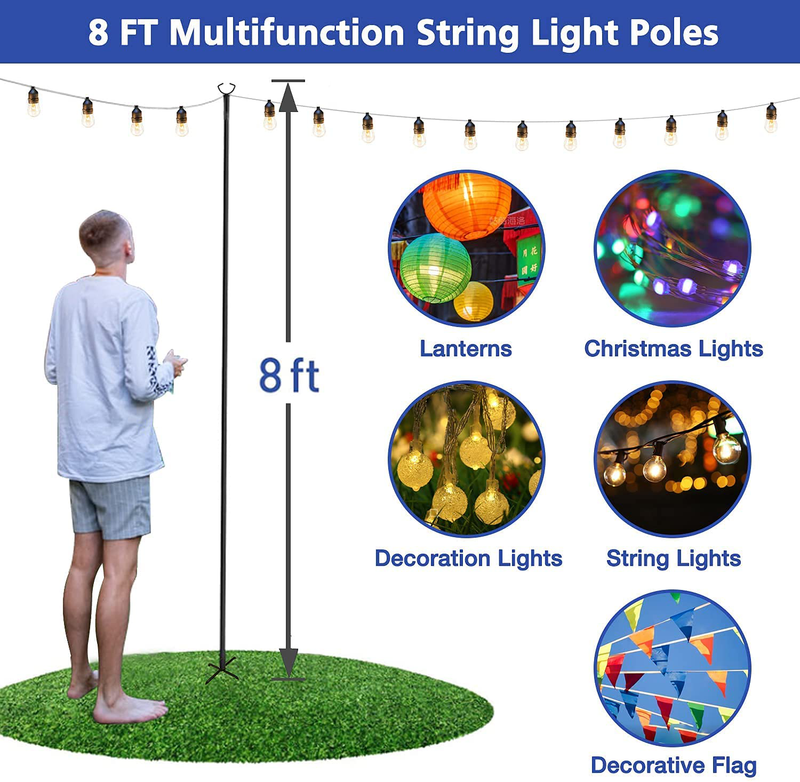 MARVOWARE 2 Pcs 3 Functions String Light Poles for Outdoors, Weather Resistant,Christmas Decoration Light Pole for House Garden Patio Wedding Cafe Party (2 Pcs) Home & Garden > Decor > Seasonal & Holiday Decorations& Garden > Decor > Seasonal & Holiday Decorations MARVOWARE   