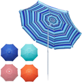 Hanekuc 6.5 FT Beach Umbrella with Sand Anchor & Tilt Mechanism Outdoor Portable Sunshade With Carry Bag, UV 50+ Protection, for Beach Garden,Sky Blue