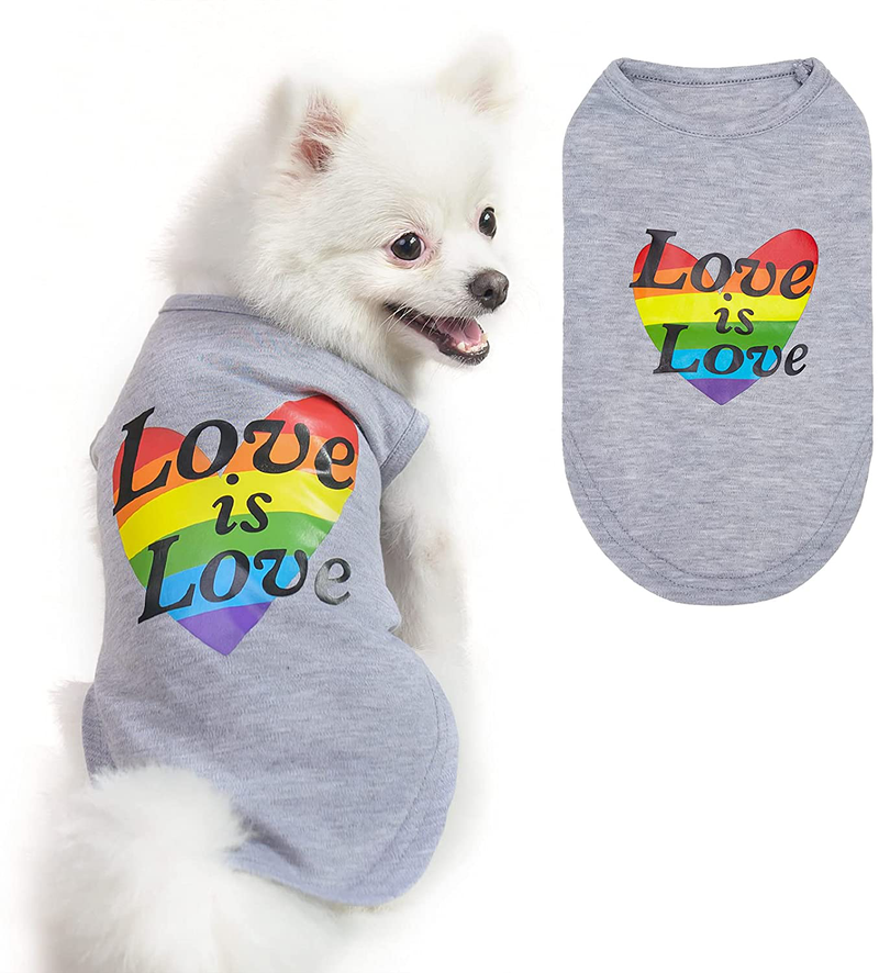 Dog Shirt Breathable Puppy Vest Pet Lovely Shirt Printed with Love Is Love Suitable for Small Medium Large Dog, Dog Shirts Apparel for Pet Dog Animals & Pet Supplies > Pet Supplies > Cat Supplies > Cat Apparel EXPAWLORER Small  