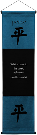 G6 Collection Inspirational Wall Decor Peace Banner Large, Inspiring Quote Wall Hanging Scroll, Affirmation Motivational Uplifting Message Art Decoration, Thought Saying Tapestry Peace (Gray) Home & Garden > Decor > Artwork > Decorative Tapestries G6 Collection Dark Blue  