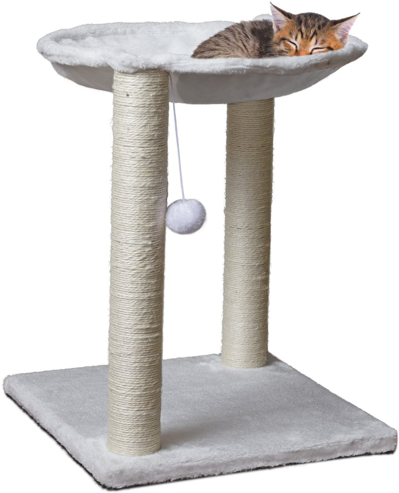 Paws & Pals 3-In-1 Cat Scratching Post W/Hammock & Toy | No-Effort Assembly, Sturdy Pressed-Wood W/Vegan Fur Carpet - Pet Bed Scratch Lounge Furniture Best for Kitten & Large Kitty Cats - Tall, Beige Animals & Pet Supplies > Pet Supplies > Cat Supplies > Cat Beds Paws & Pals   