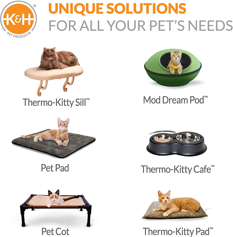 K&H Pet Products Heated Deluxe Thermo-Kitty Cat Bed with Removable Hood Animals & Pet Supplies > Pet Supplies > Cat Supplies > Cat Beds Central Garden & Pet   
