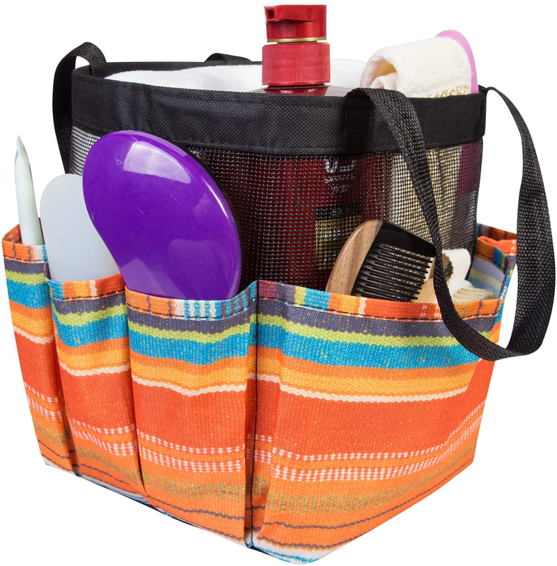 Portable Mesh Shower Caddy Tote, Toiletry Bathroom Organizer, Shower Tote Bag with 8 Storage Pockets Sporting Goods > Outdoor Recreation > Camping & Hiking > Portable Toilets & Showers Korlon   