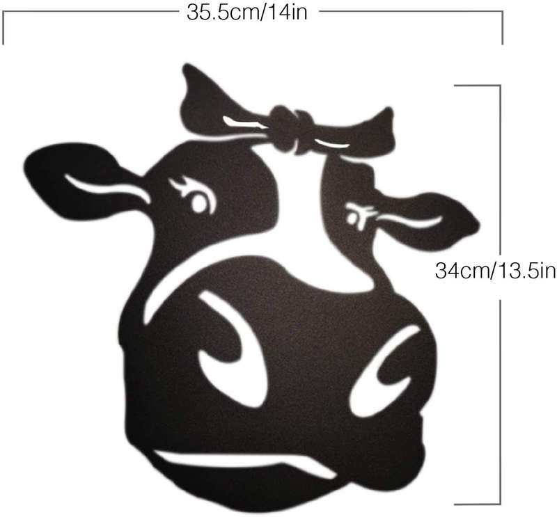 Cow Wall Decor - Cute Metal Farmhouse Wall Art For Your Kitchen | Rustic, Black Textured Finish | Easy to Hang | Perfect Size 13.5 x14 in | Made in UK