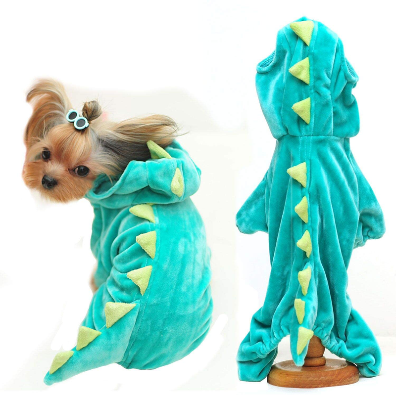 Halloween Costume for Pet Dog Cat Dinosaur Hoodies Animals Fleece Jacket Coat Warm Outfits Clothes for Small Medium Dogs Cats Halloween Cosplay Apparel Accessories Animals & Pet Supplies > Pet Supplies > Cat Supplies > Cat Apparel GBD Green Medium 