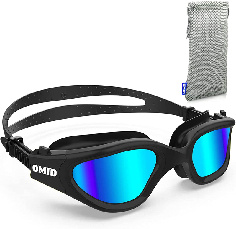 OMID Swim Goggles, Comfortable Polarized Anti-Fog Swimming Goggles for Adult Sporting Goods > Outdoor Recreation > Boating & Water Sports > Swimming > Swim Goggles & Masks OMID D-polarized Mirrored Blue - All Black Frame  
