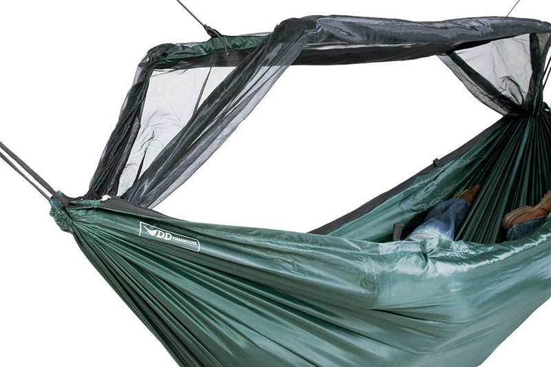 DD Hammocks Frontline Hammock - Olive Green - Portable Lightweight Camping Jungle Hammock with Mosquito Net for Outdoor Backpacking & Hiking
