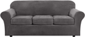 Modern Velvet Plush 4 Piece High Stretch Sofa Slipcover Strap Sofa Cover Furniture Protector Form Fit Luxury Thick Velvet Sofa Cover for 3 Cushion Couch, Machine Washable(Sofa,Gray) Home & Garden > Decor > Chair & Sofa Cushions H.VERSAILTEX Grey Large 