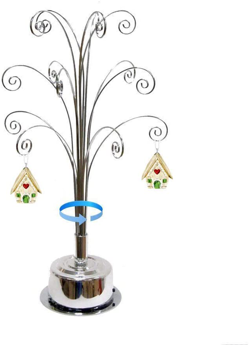 HOHIYA Ornament Display Tree Stand Rotating for Swarovski 2021 Ornament Christmas Annual Gift 16.75 inch Silver Home & Garden > Decor > Seasonal & Holiday Decorations > Christmas Tree Stands HOHIYA   