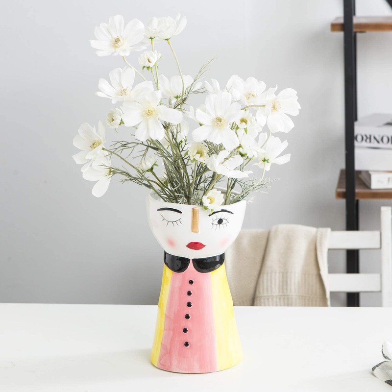 Tenforie Ceramic Flower Vase Elegant Decorative Hand Painting Modern Floral Vase for Home Decor, Wedding, Housewarming Gifts, Bottom Waterproof - 9 1/2 inch Home & Garden > Decor > Vases Tenforie   