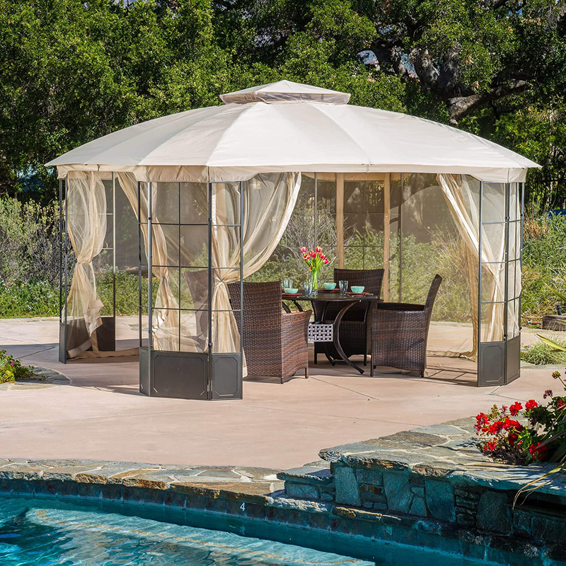 Christopher Knight Home Westerly Outdoor Gazebo Canopy with Cover, 12' x 12', Camel Home & Garden > Lawn & Garden > Outdoor Living > Outdoor Structures > Canopies & Gazebos Great Deal Furniture   